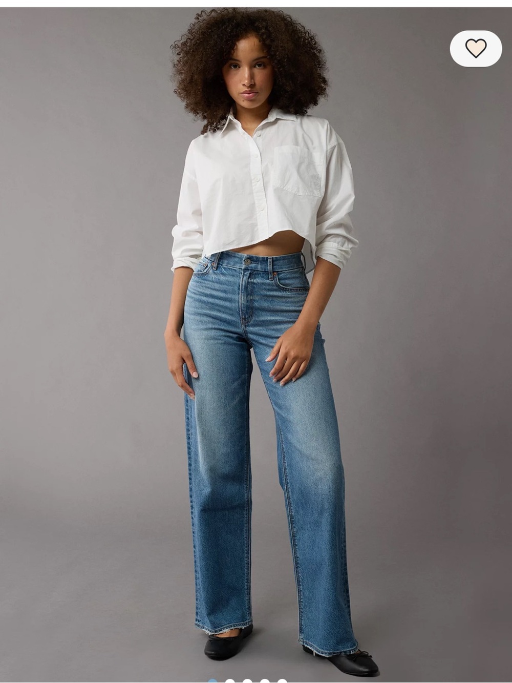 AE Curvy Super High-Waisted Baggy Straight Jean Woman 12 Long Blue Streetwear 25